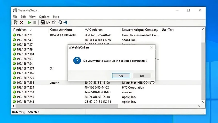 Trong WakeMeOnLan, bạn nhập địa chỉ MAC và địa chỉ IP của laptop Asus rồi nhấn nút Wake Up