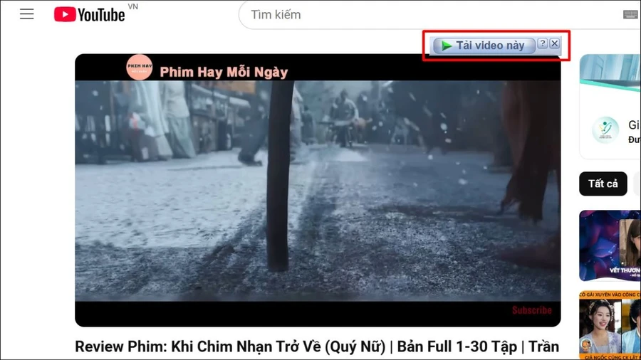 Khi video phát, biểu tượng IDM sẽ xuất hiện ở góc màn hình