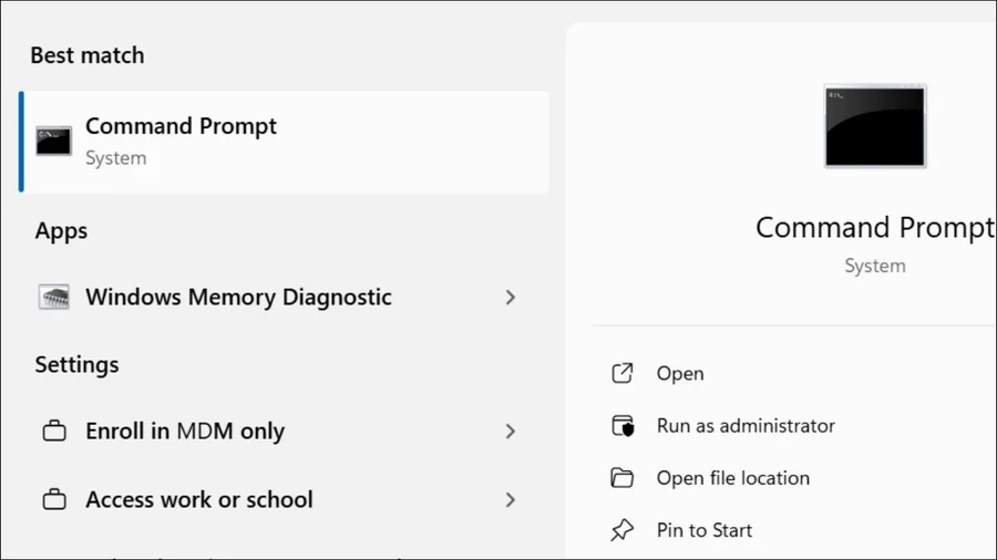 Sử dụng Command Prompt
