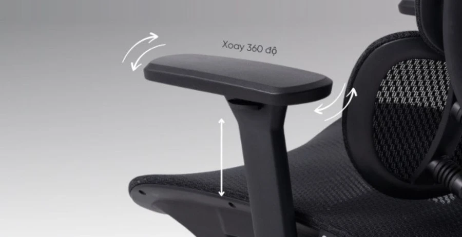GAMI Crom Pro có bản kê tay bản to, xoay 360 độ linh hoạt