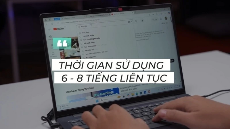 Lenovo IdeaPad Slim 3 14ARP10 83K6000AVN có thời gian làm việc đến 8 giờ