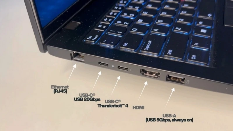 Lenovo ThinkPad L14 Gen 5 21L10043VA trang bị đa dạng cổng kết nối