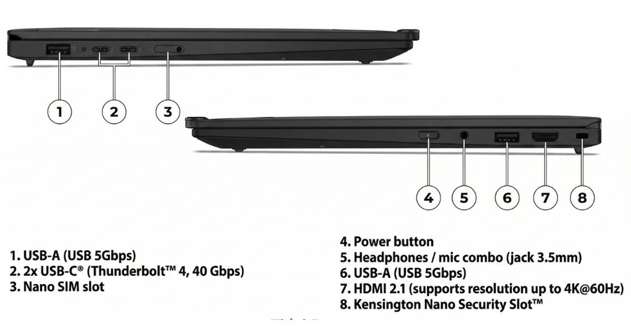 Công kết nối của Lenovo ThinkPad X1 Carbon Gen 13 21NS010AVN