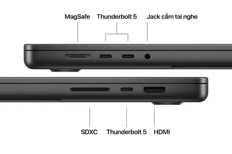 Các cổng kết nối được tích hợp trên Apple Macbook Pro M5 Max 16 inch 2026 MGEE4SA/A
