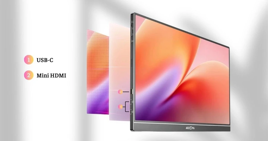 Cổng kết nối của Màn hình di động ARZOPA Z1C 16.1 Inch 