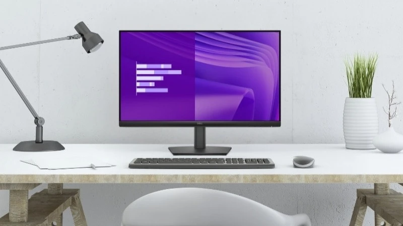 Màn hình Dell E2425HM có viền mỏng ba cạnh hiện đại, tông đen lịch lãm phù hợp mọi góc làm việc