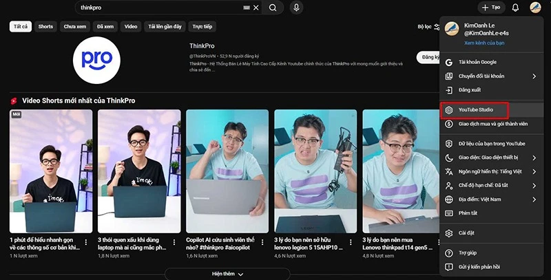 Download video của bạn bằng Youtube Studio
