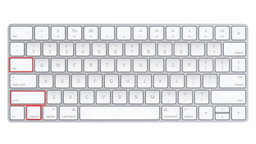 cách chuyển tab bằng bàn phím: Nhấn Control + Shift + Tab để quay lại tab trước đó