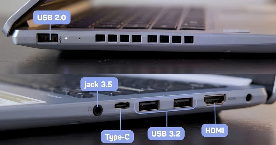 ASUS Vivobook 14 có hệ thống cổng kết nối đa dạng