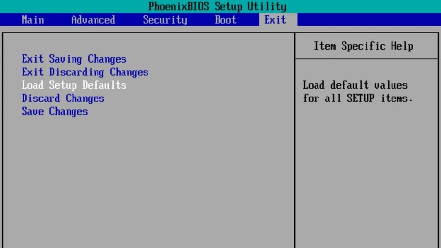 Bàn phím sáng nhưng màn hình không lên: Chọn khôi phục cài đặt mặc định như Load Setup Defaults hoặc Optimized Defaults