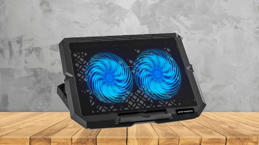 Cách bật quạt tản nhiệt laptop Dell:  Đặt máy lên đế tản nhiệt, cắm cổng USB, bật công tắc và điều chỉnh tốc độ quạt cho phù hợp