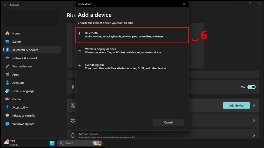 Máy tính không nhận bàn phím: Quét thiết bị Bluetooth xung quanh