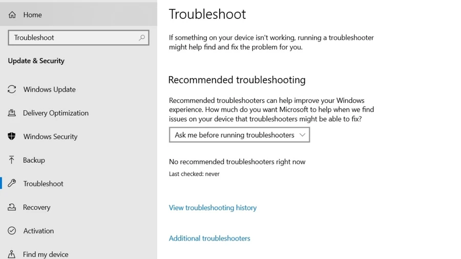 Máy tính không nhận bàn phím: Chọn System và chọn Troubleshoot