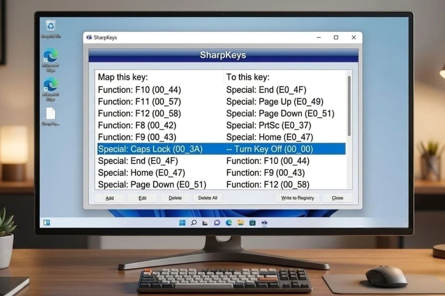 SharpKeys phù hợp với nhu cầu thay đổi chức năng phím cơ bản