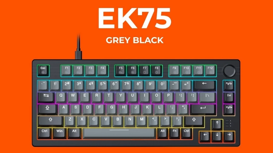 Top bàn phím cơ có dây tốt nhất Dareu EK75 Grey-Black là lựa chọn giá rẻ, bền bỉ, layout TKL gọn gàng cho học tập và gaming