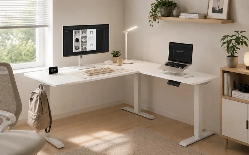 Khung bàn nâng hạ Motion Corner tối ưu góc phòng hiệu quả với thiết kế chữ L