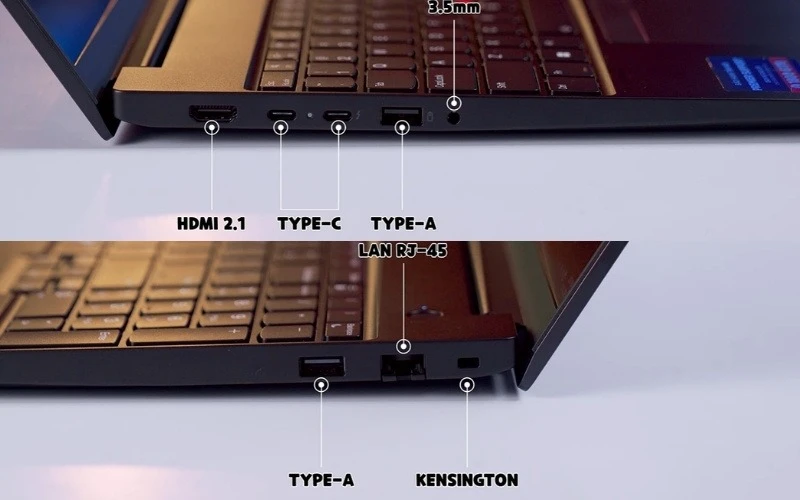 Lenovo ThinkPad E16 Gen 3 21SR00A6VA có hệ thống cổng kết nối đa dạng giúp dễ dàng liên kết với các thiết bị ngoại vi cần thiết