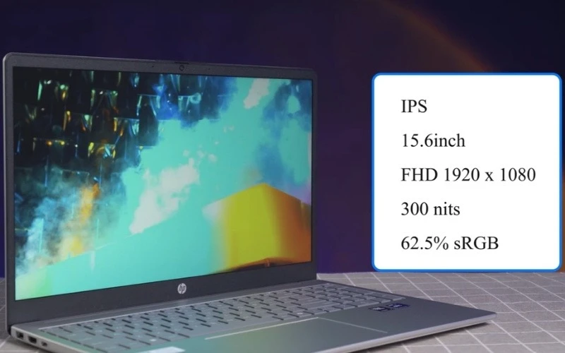 Laptop HP 15-FD2050WM trang bị tấm nền IPS sắc nét, độ sáng 300 nits chống lóa hiệu quả
