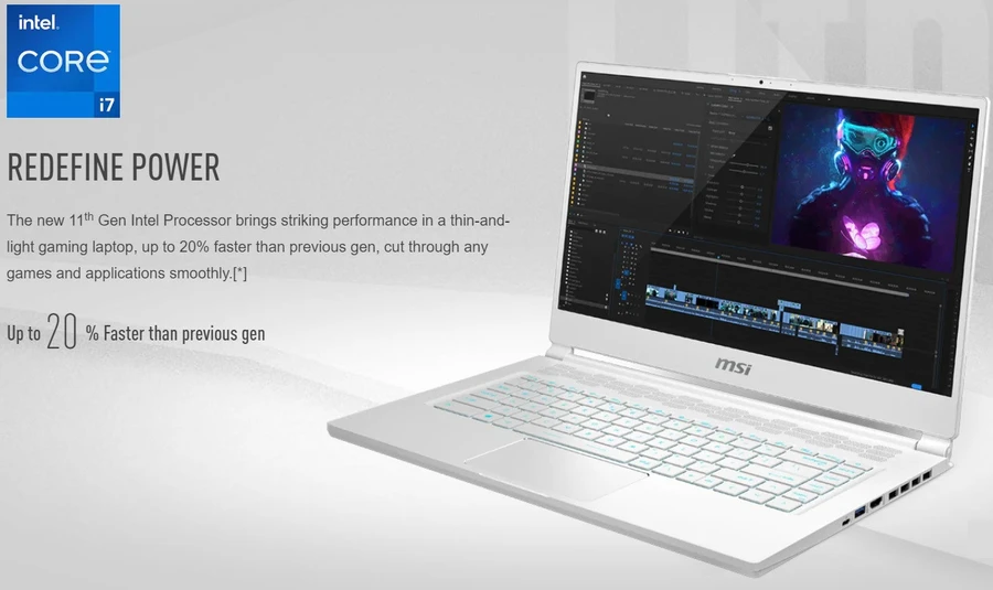 MSI Stealth 15M A11 với chip Intel Core i7-1185G7 Tiger Lake hiệu năng cao