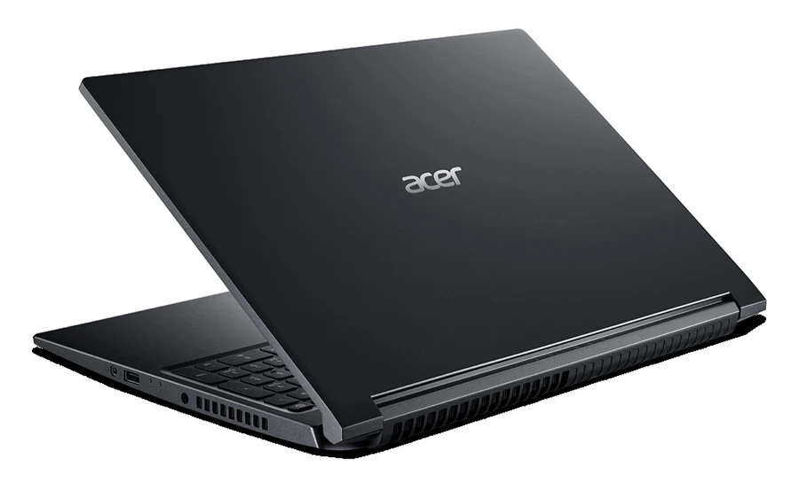 Laptop Acer Gaming Aspire 7 màu đen, thiết kế tối giản, vỏ nhôm.