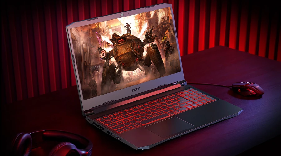 Laptop Acer Nitro 5 với màn hình tần số quét 144Hz và thiết kế hầm hố.