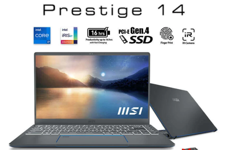 MSI Prestige 14 A11 với chip Intel Tiger Lake, card đồ họa NVIDIA GTX1650 Max-Q, cổng Thunderbolt 4