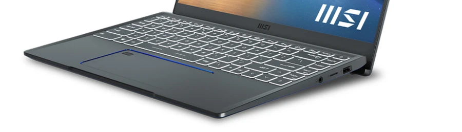 Laptop MSI Prestige 14 A11 màu hồng, màn hình hiển thị giao diện MSI Center