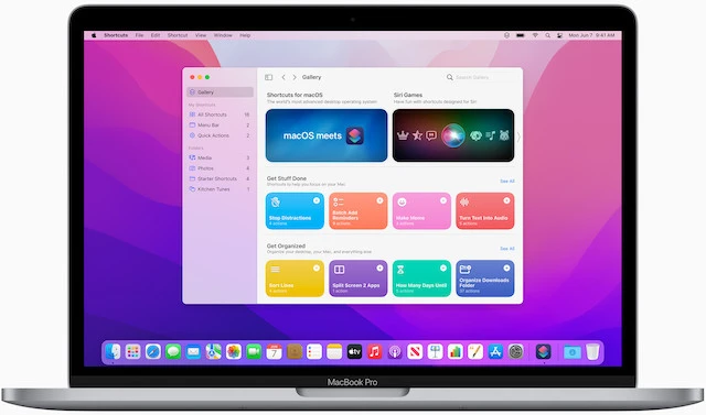 Giao diện macOS Monterey với các icon Widget và Safari được cập nhật.