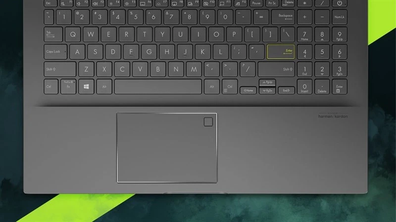Bàn phím và touchpad lớn của ASUS VivoBook M513 với cảm biến vân tay