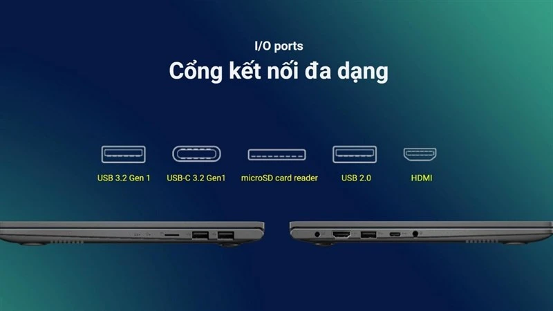 ASUS VivoBook M513 với pin 42Wh, sạc nhanh và đa dạng cổng kết nối