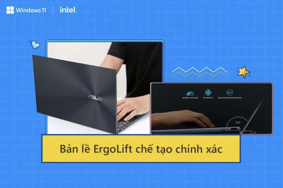 ZenBook 14 với bộ xử lý Intel Core thế hệ 11, đồ họa Intel Iris Xe, RAM 16GB LPDDR4X 4266MHz.