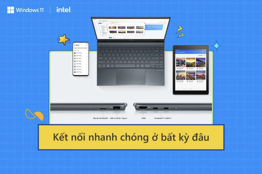 Laptop Asus ZenBook UX425EA mỏng nhẹ, nhiều cổng kết nối, công nghệ khử tiếng ồn AI