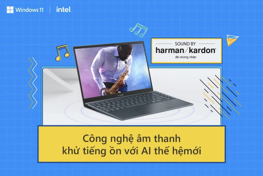 ZenBook 14 với công nghệ khử tiếng ồn AI của Asus và âm thanh Harman Kardon