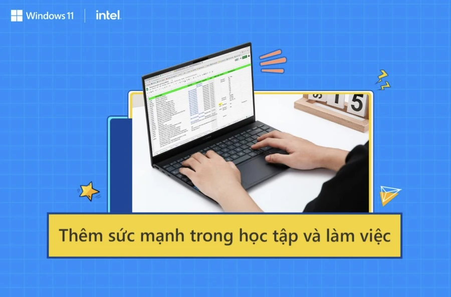 ZenBook 14 với chip Intel Core i11, đồ họa Iris Xe, RAM 16GB LPDDR4X 4266MHz và SSD 512GB.