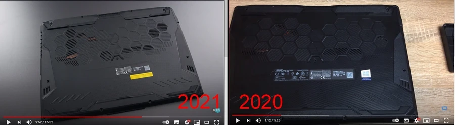 Mặt lưng laptop TUF Gaming A15 2021 với logo TUF nổi bật.