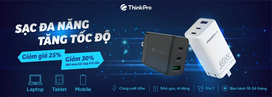 Củ sạc Mazer Infinite.BOOST SuperMINI GaN PD65W và Pisen Pro GaN 65W nhỏ gọn
