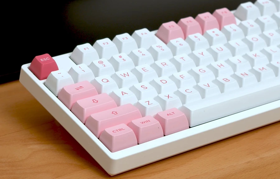 Keycap Akko 3098B Prunus Lannesiana màu dâu sữa, chất liệu PBT, profile ASA