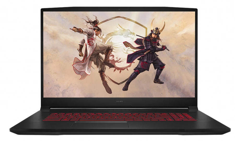 Màn hình MSI Katana GF76 17.3-inch với viền dày hơn, độ sáng và tương phản trung bình.