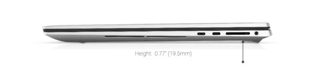 Cận cảnh các cổng kết nối USB-C, khe thẻ SD và jack tai nghe trên Dell XPS 17 9700