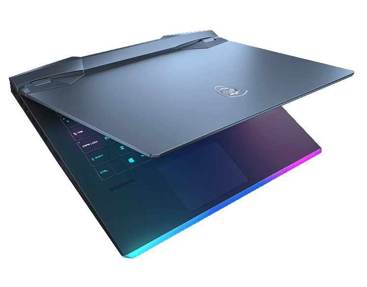 MSI GE76 Raider với thiết kế góc cạnh, dải đèn Mystic Light và màn hình tần số quét cao.