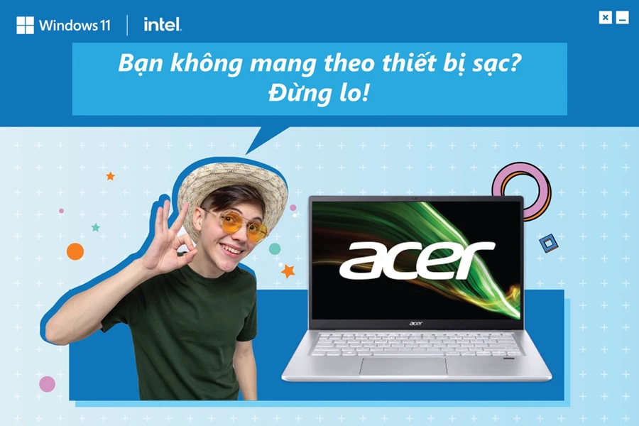 Laptop Swift 3 mỏng nhẹ, vỏ hợp kim Nhôm-Magie, trọng lượng 1.19kg, pin 17 giờ.