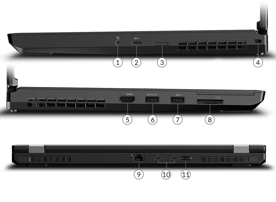 Các cổng kết nối đa dạng trên laptop Lenovo ThinkPad P53