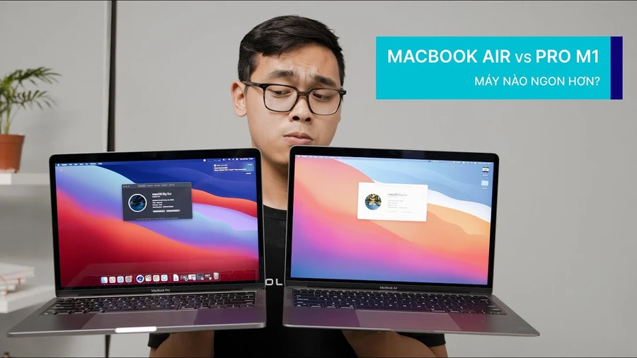 MacBook Pro và MacBook Air hiển thị màn hình với độ sáng khác nhau