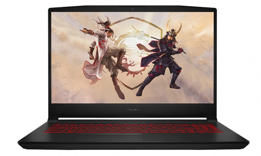 Laptop MSI Katana GF66 với màn hình 15.6 inch, viền mỏng, tấm nền IPS và tần số quét 144Hz.