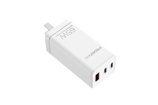 Bộ sạc Pisen Pro GaN 65W nhỏ gọn, công nghệ Gallium Nitride, cổng USB-C và USB-A