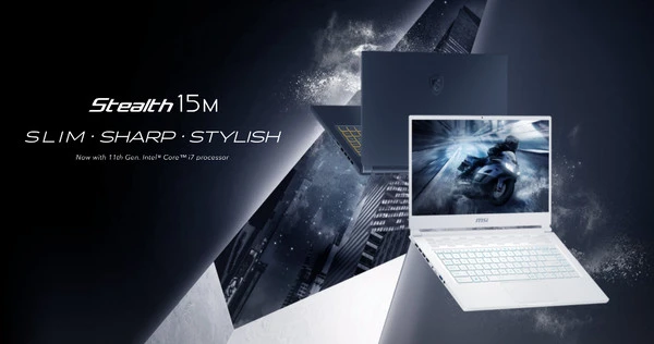 MSI Stealth 15M với chip Intel Core i7 tiết kiệm điện và card rời mạnh mẽ.