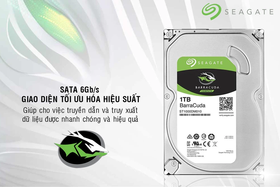 Ổ cứng trong Seagate 1TB ST1000DM010 giao diện SATA 6Gb/s tốc độ 180MB/s
