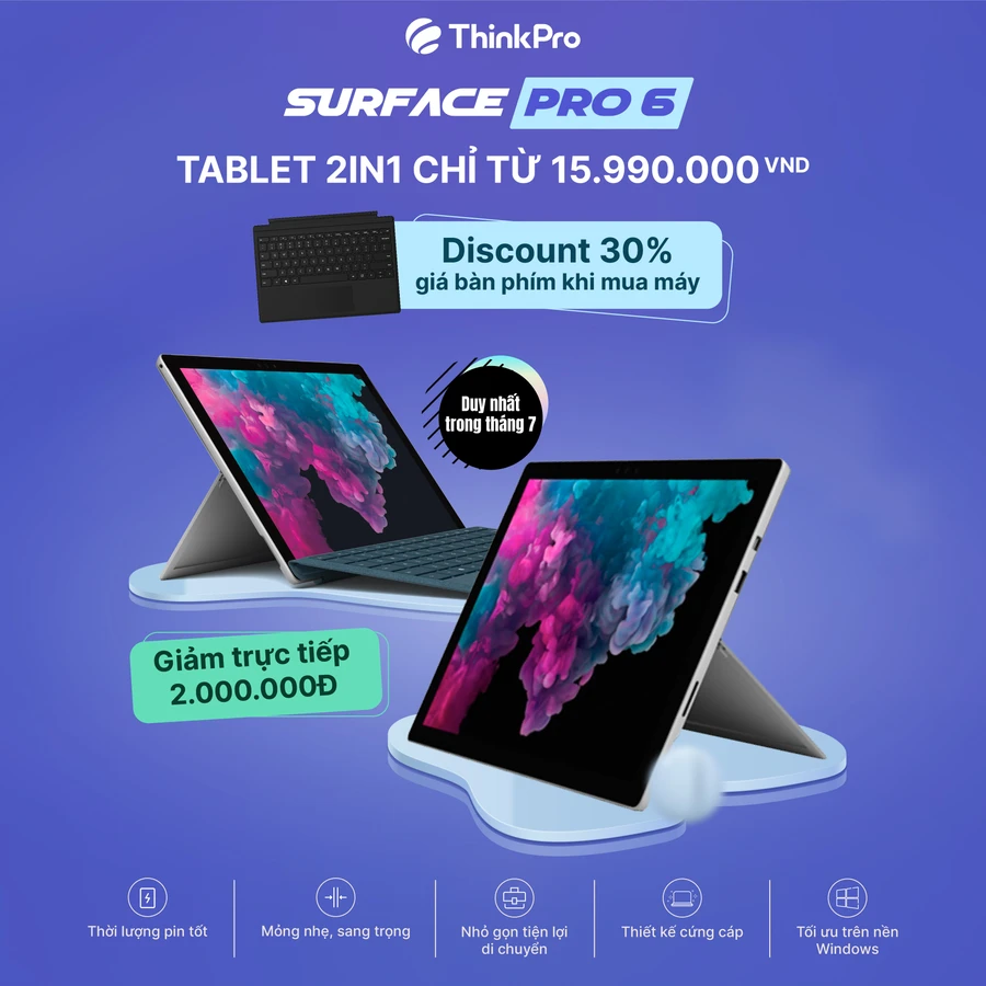 Surface Pro 6 giảm giá sốc tại ThinkPro