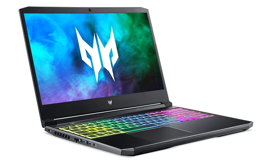 Laptop Acer Predator Helios 300 với thiết kế hầm hố, logo Predator nổi bật.