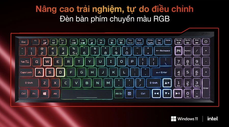 Laptop Acer với hệ thống tản nhiệt 2 quạt, tản nhiệt hiệu quả khi chơi game.